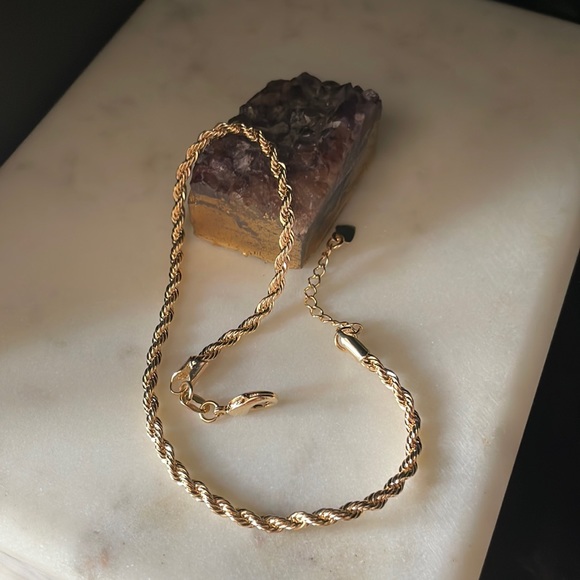 Aqua 18k Gold Plated Rope Chain Anklet- New! - Picture 2 of 5